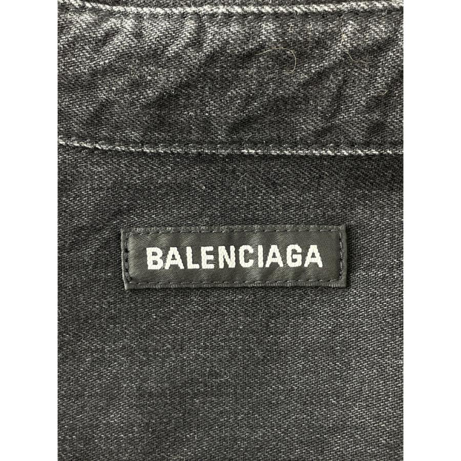 BALENCIAGA バレンシアガ 571365 チャコール バックロゴ デニムシャツ 