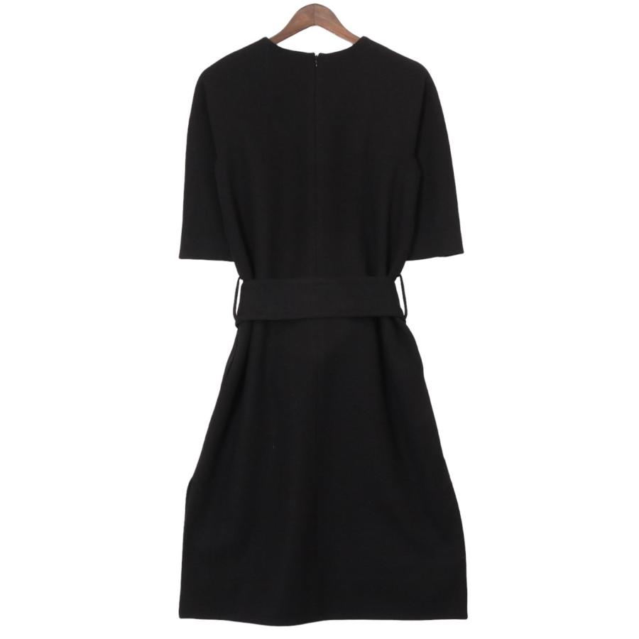 ebure エブール ブラック ウール ベルト付 ワンピース 38 レディース  