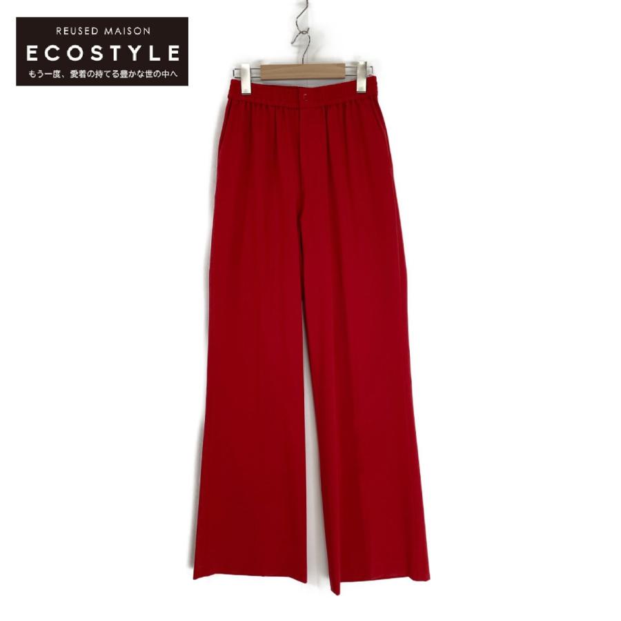 HYKE ハイク 23AW 日本製 STRECH WIDE LEG PANTS ストレッチワイドレグパンツ 232 - 13260 1(S) RED イージー ボトムス【新古品】【中古】【HYKE】 STRETCH WIDE LEG PANTS-ストレッチワイドレッグパンツ-HYKE（ハイク