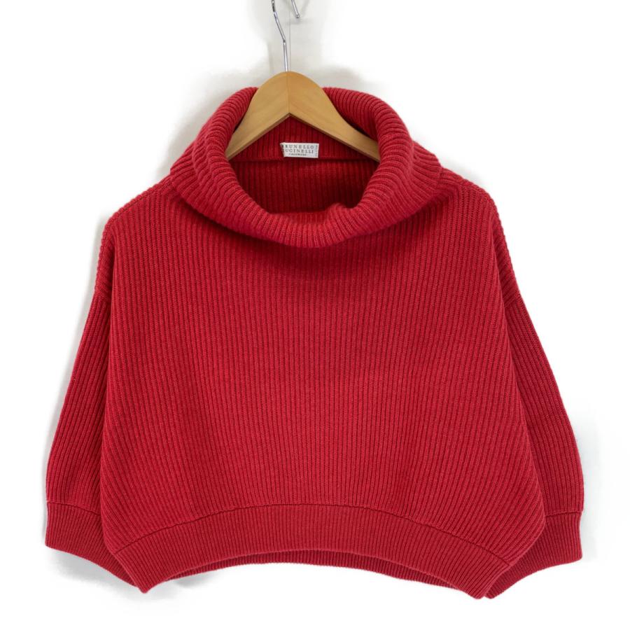 Brunello Cucinelli ブルネロクチネリ 赤 ハイネック クロップド
