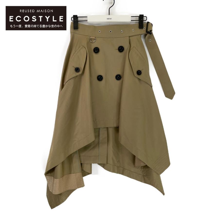 sacai サカイ 21年製 ベージュ COTTON GABARDINE TRENCH SKIRT O  
