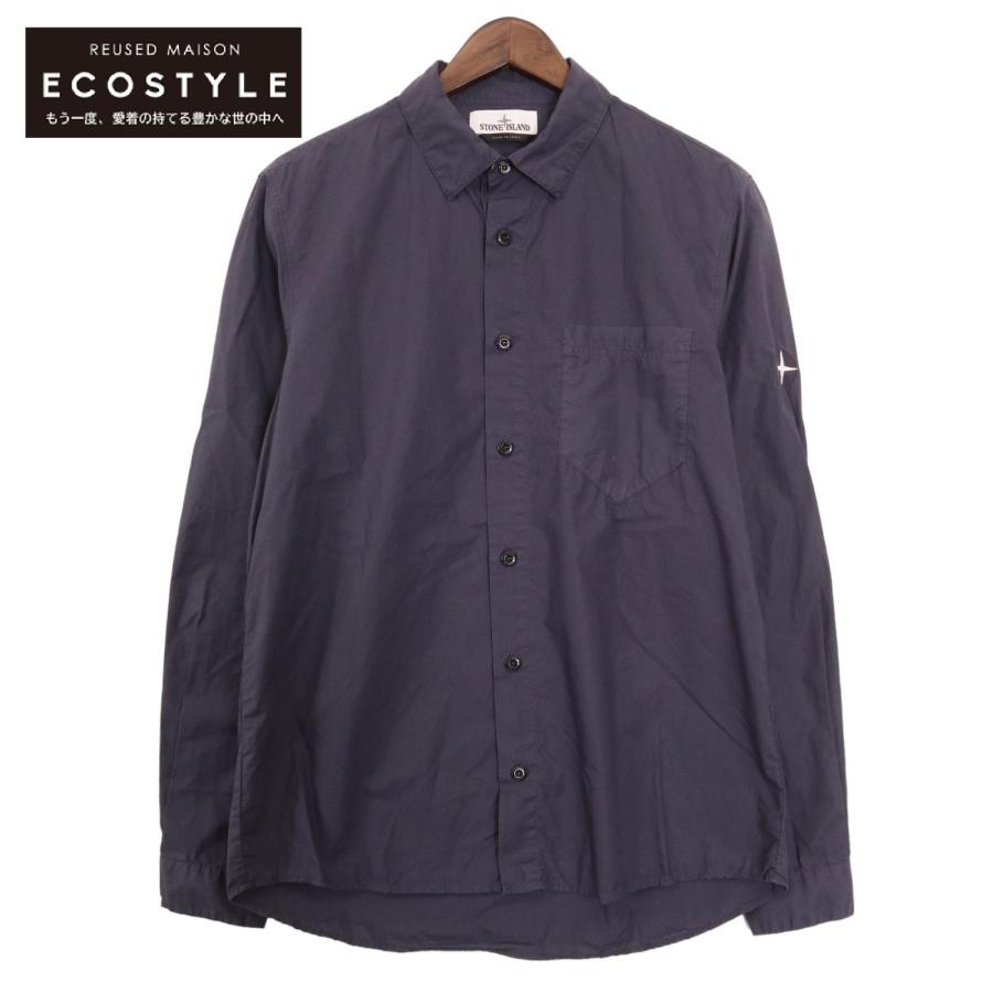 ストーンアイランド 20AW 731512501 ネイビー タイプライターコットン ロングスリーブシャツ L STONE ISLAND ストーンアイランド 20AW 731512501 ネイビー タイプ