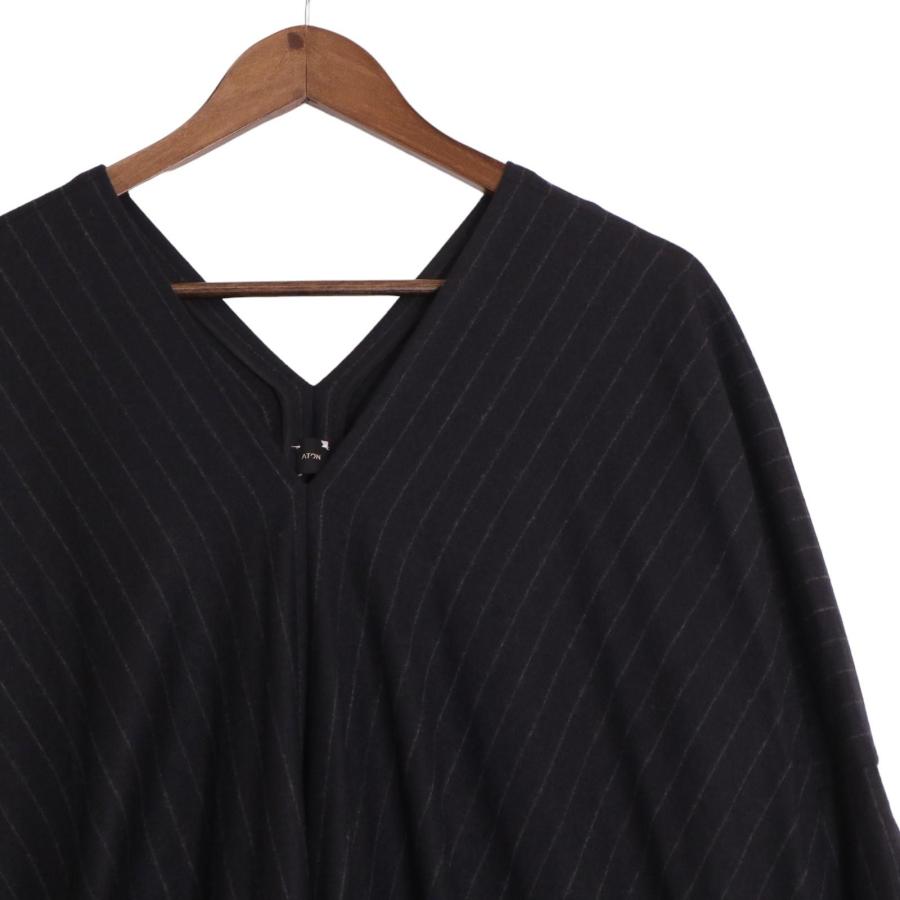 ATON エイトン ピンストライプ ギャザーワンピース ネイビー O1  