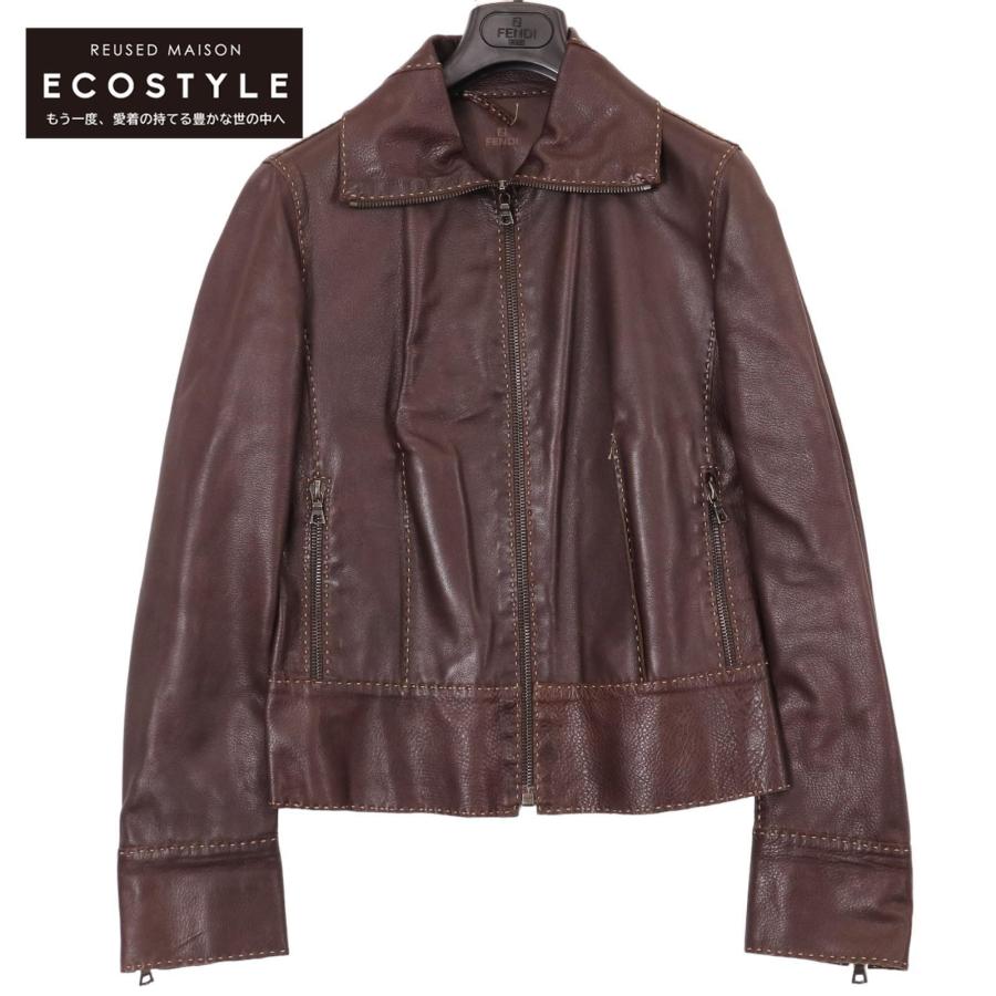 FENDI（フェンディ） ブラウン セレリア レザージャケット ブラウン 38