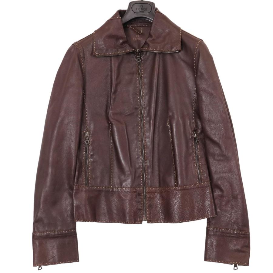 FENDI（フェンディ） ブラウン セレリア レザージャケット ブラウン 38