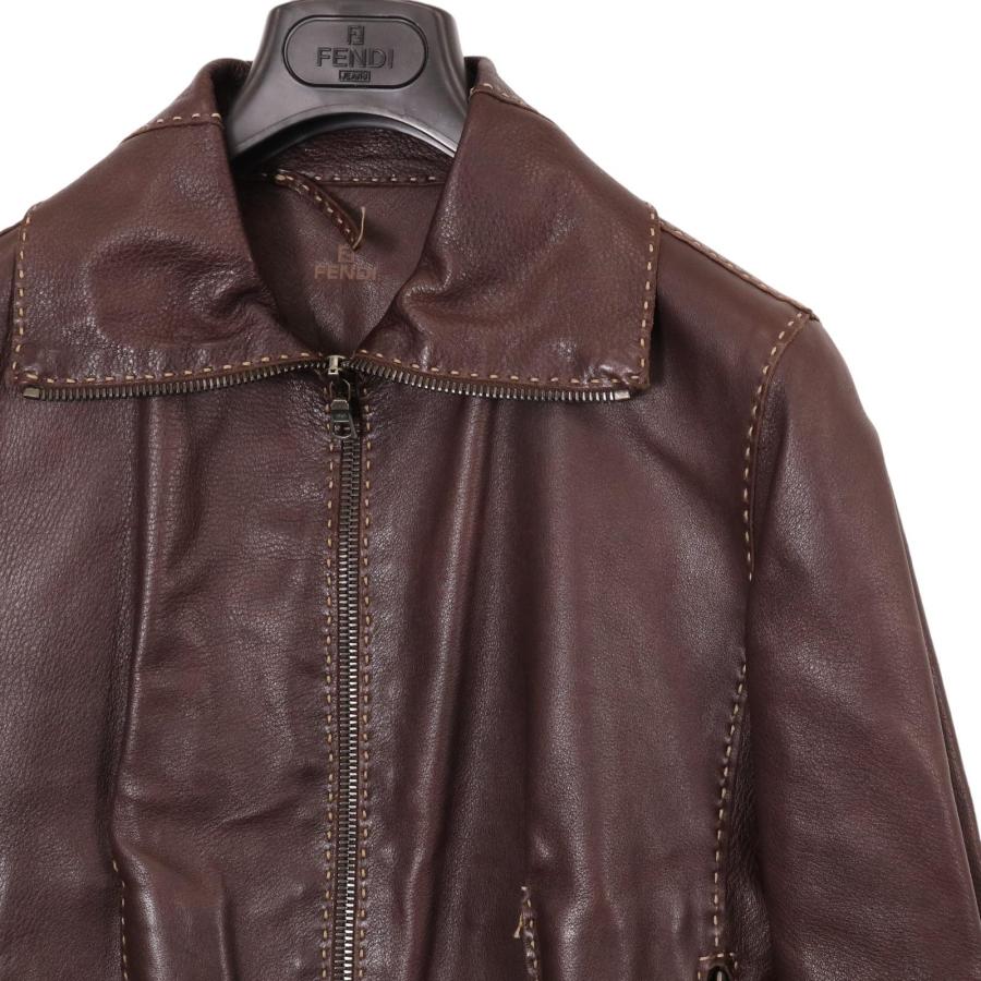 FENDI（フェンディ） ブラウン セレリア レザージャケット ブラウン 38