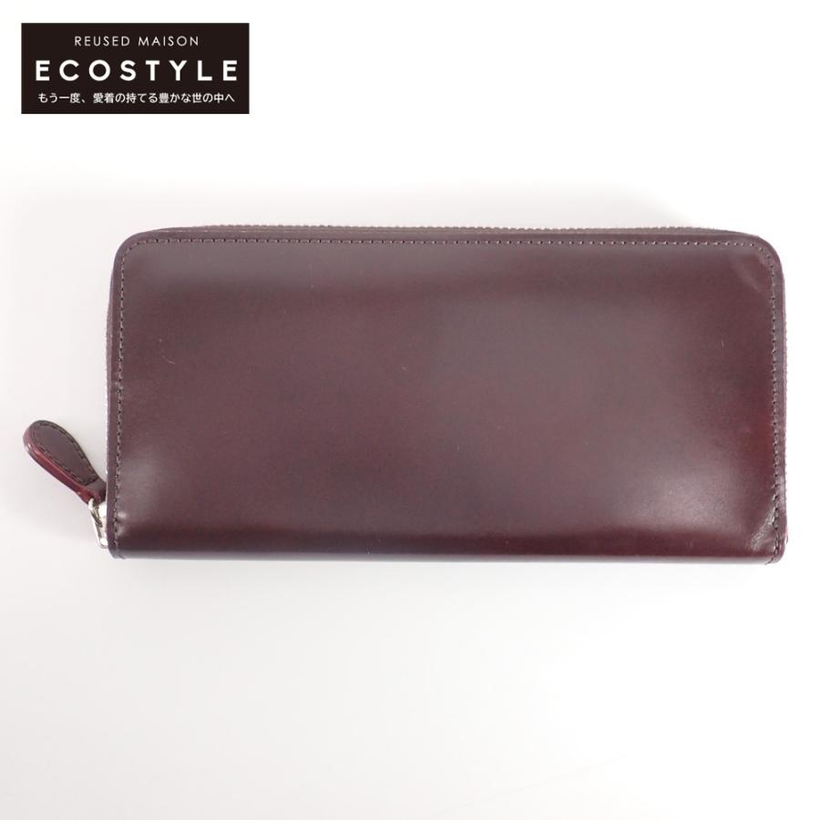 GANZO コードバンファスナー小銭入れ付き長財布 ダークブラウン