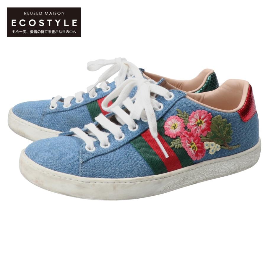 GUCCI（グッチ） 475896 HANAコレクション 刺繍入り デニム ローカット