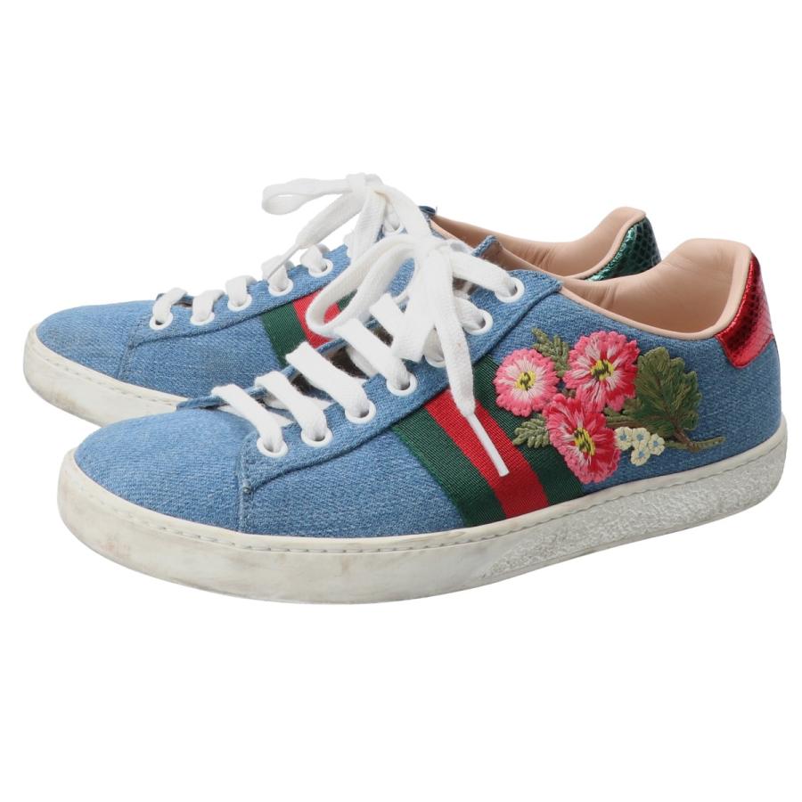 GUCCI（グッチ） 475896 HANAコレクション 刺繍入り デニム ローカット