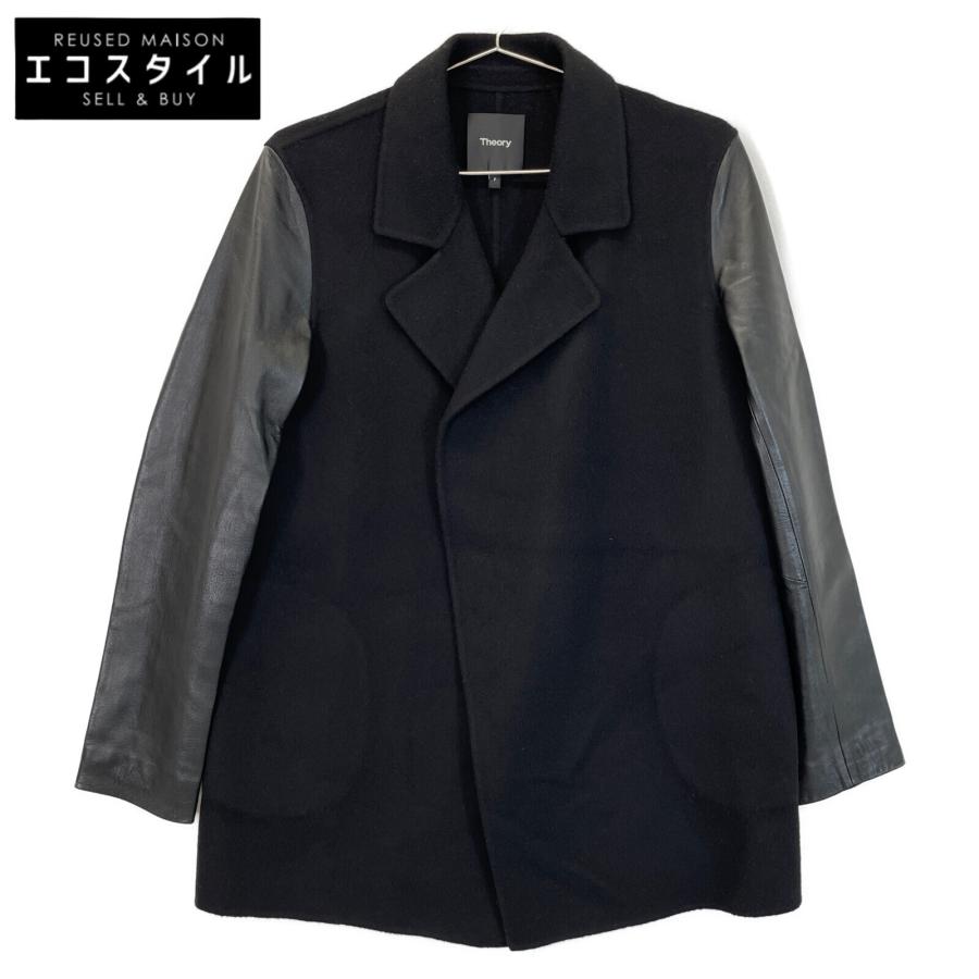 theory Theory セオリー ブラック ウール×カシミヤ レザー切替 