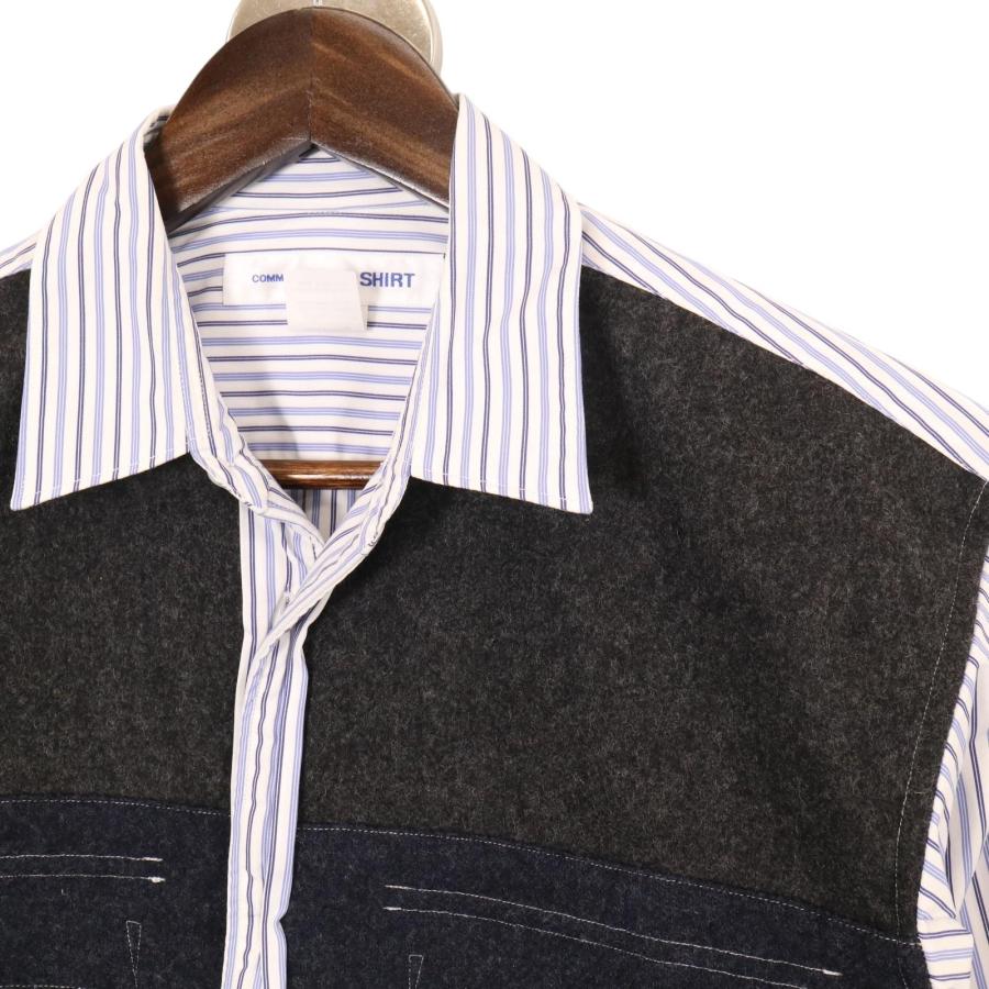 COMME des GARCONS SHIRT FH-B052 ブルー ストライプ デコンストラクト