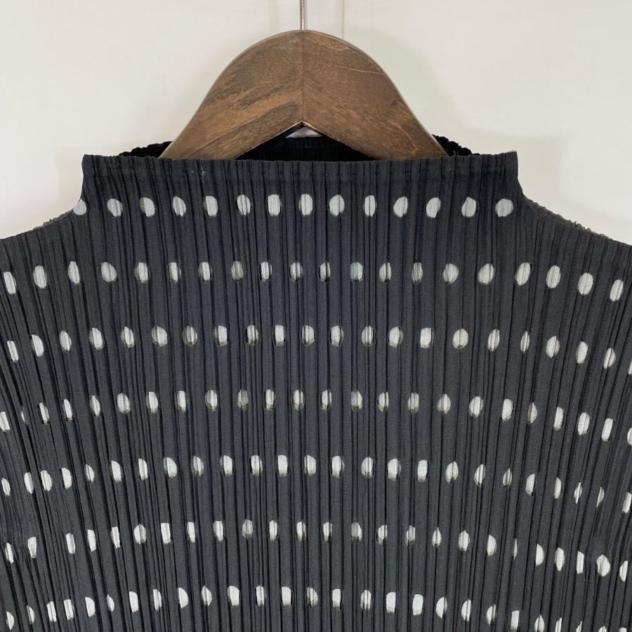 PLEATS PLEASE プリーツプリーズ ブラック ドット柄 ハイネック 