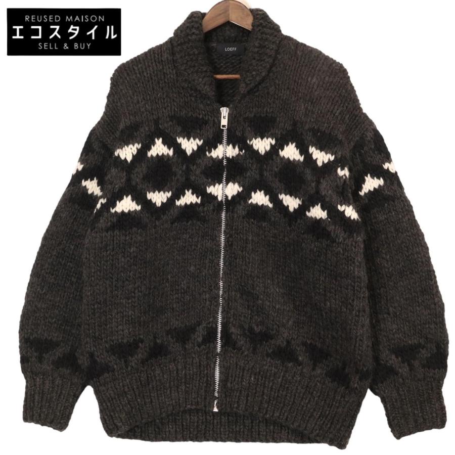 LOEFF ロエフ チャコール フロントジップ カウチンニット 2 トップス
