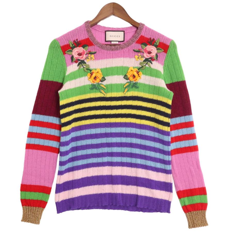 GUCCI グッチ フローラル 刺繍 プルオーバー ニット