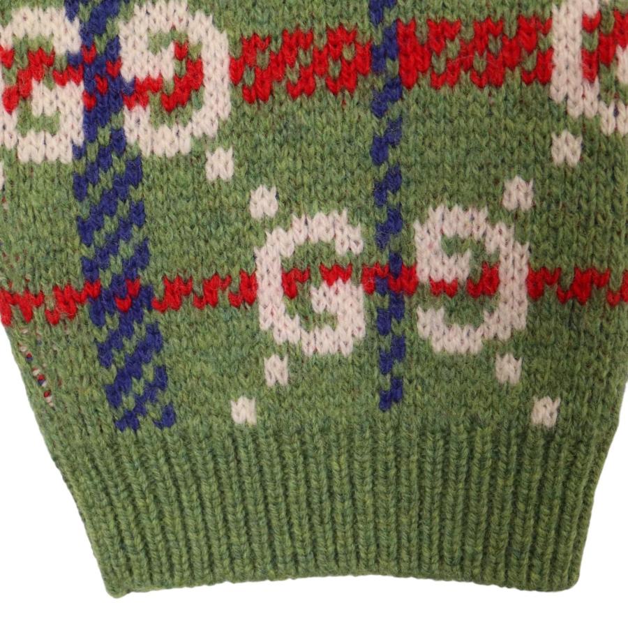 GUCCI（グッチ） 713571 グリーン ジャガード スタッズ ニット