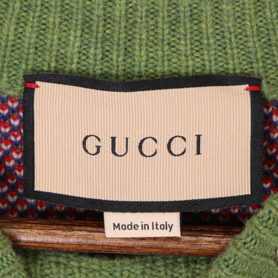 GUCCI（グッチ） 713571 グリーン ジャガード スタッズ ニット