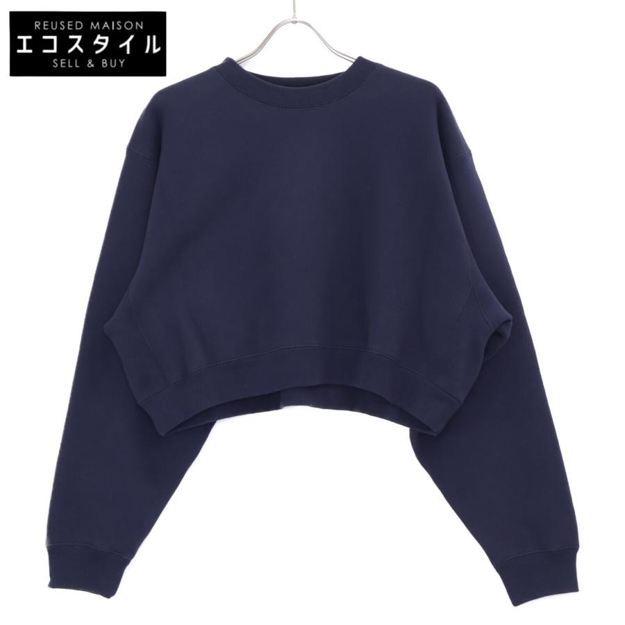 ハイク ﾈｲﾋﾞｰ CREW NECK CROPPED SWEATER 2 HYKE ハイク ネイビー CREW NECK CROPPED SWEATER 2 トップス コットン