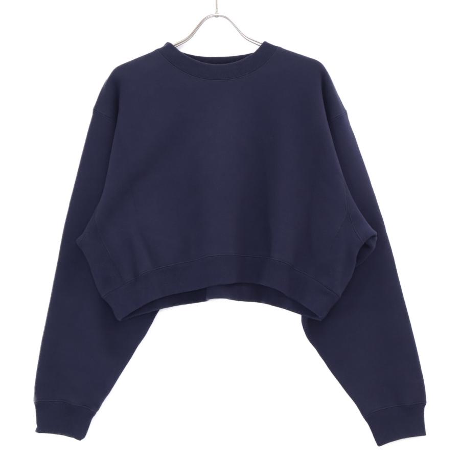 HYKE ハイク ネイビー CREW NECK CROPPED SWEATER 2 トップス コットン 