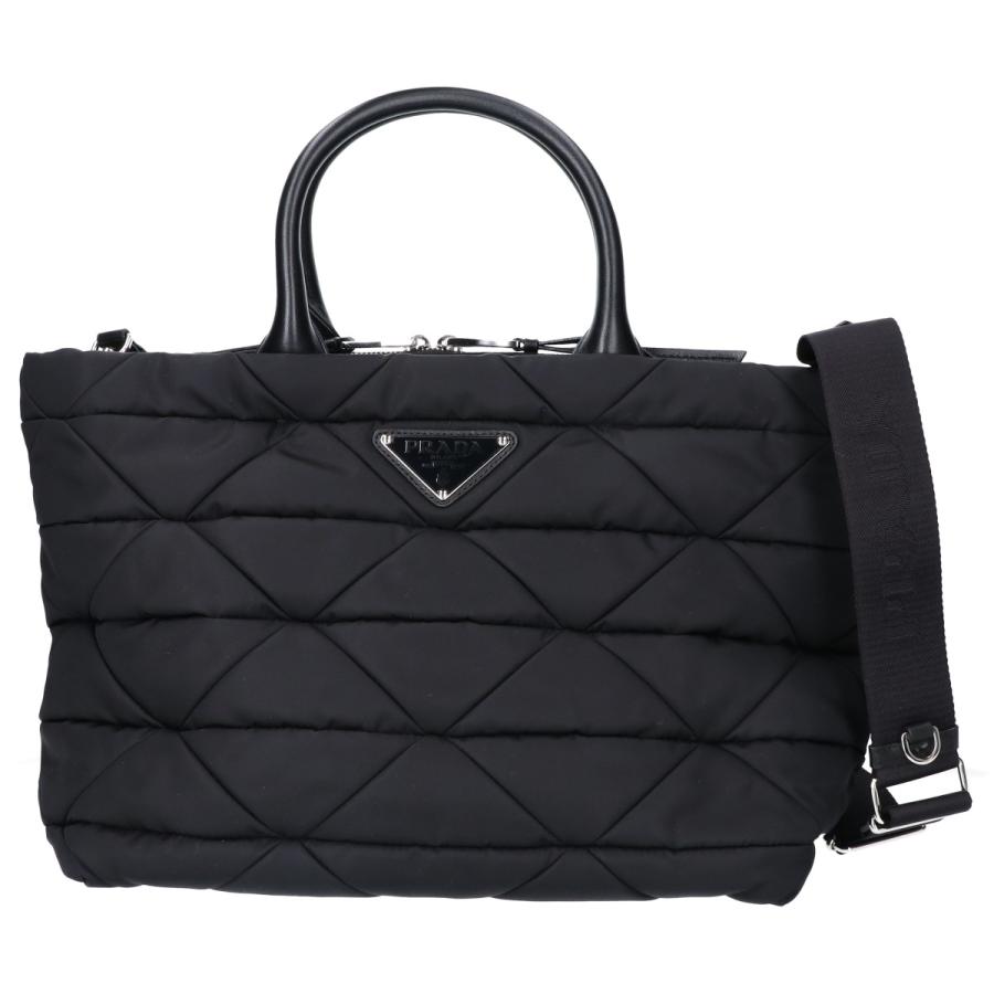 美品 PRADA ナイロン レザー 折りたたみバッグ 黒 PRADA（プラダ） 新品同様/ 1BG435 Re-Nylon テスートキルト パデット