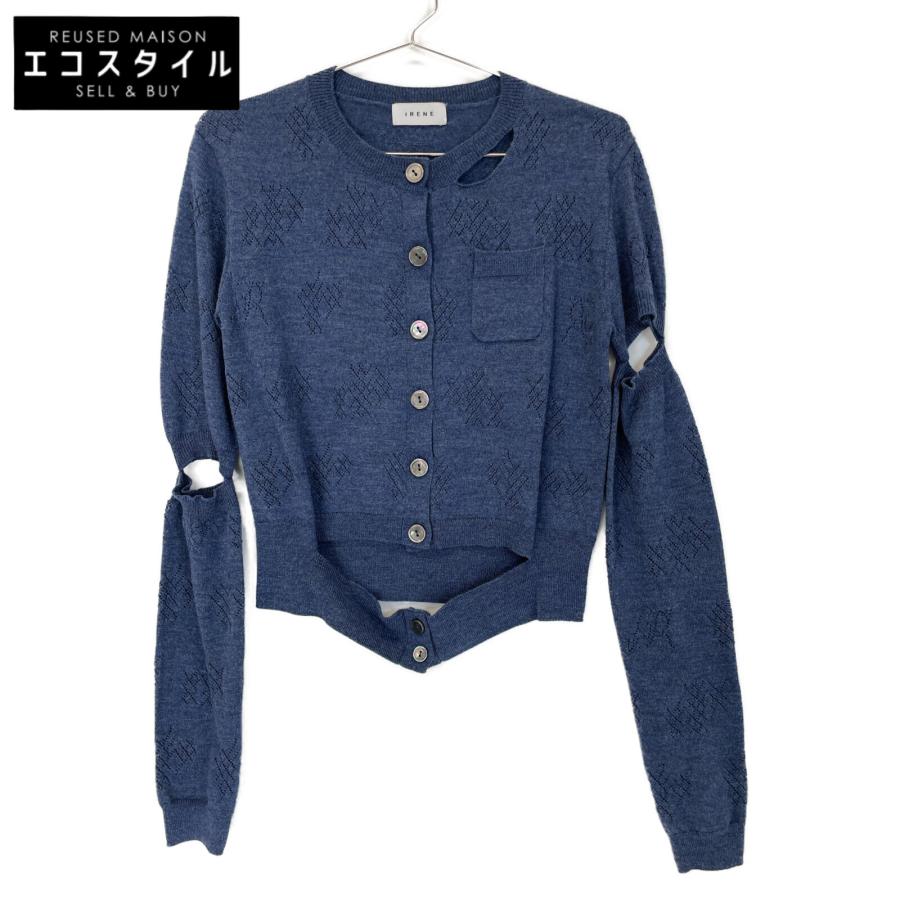 IRENE アイレネ 24SS ネイビー Eyelet High Gauge Cardigan ブルー 36