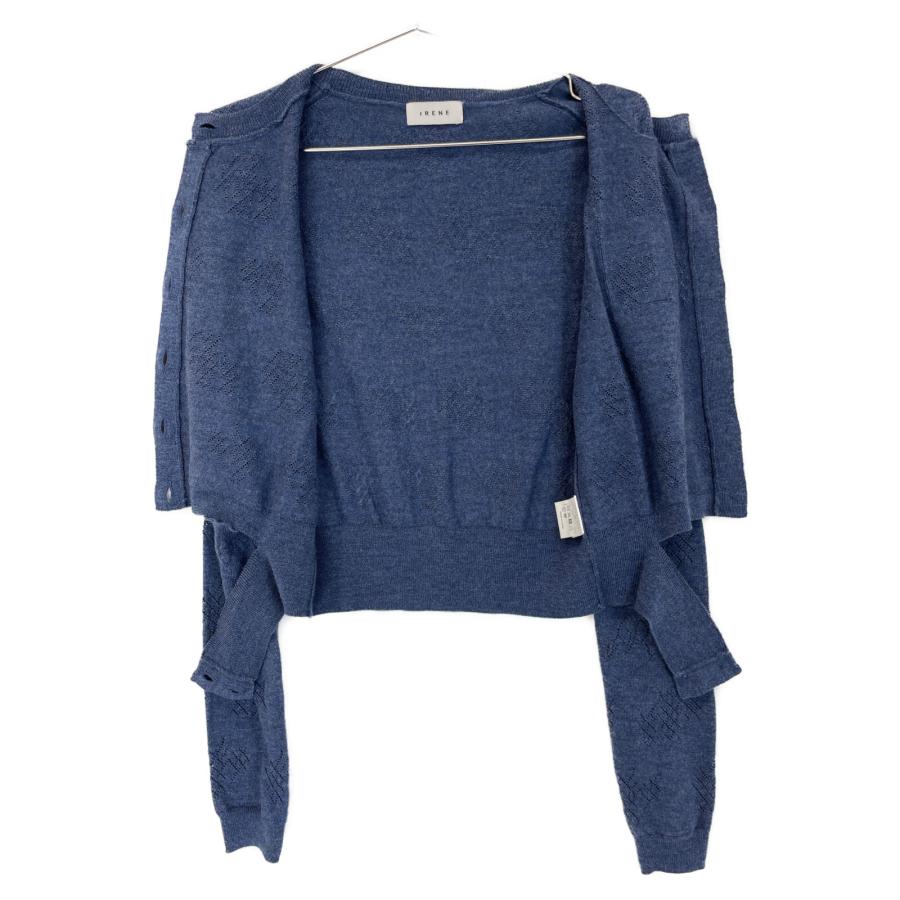 IRENE アイレネ 24SS ネイビー Eyelet High Gauge Cardigan ブルー 36