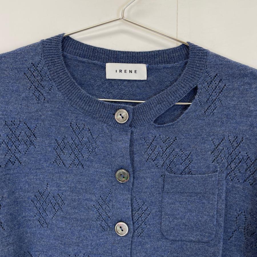 IRENE アイレネ 24SS ネイビー Eyelet High Gauge Cardigan ブルー 36