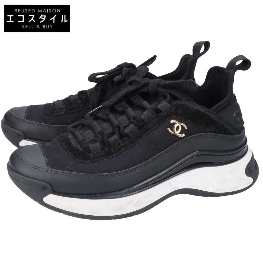 CHANEL 美品 シャネル G35617 CCココマーク レザー/ファブリック 