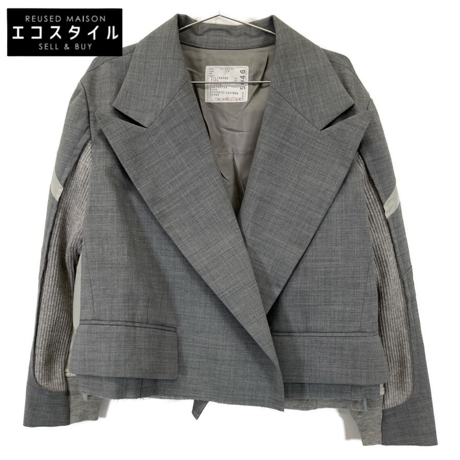 sacai サカイ ライトグレー ドッキングショートジャケット sacai サカイ ライトグレー ドッキングショートジャケット