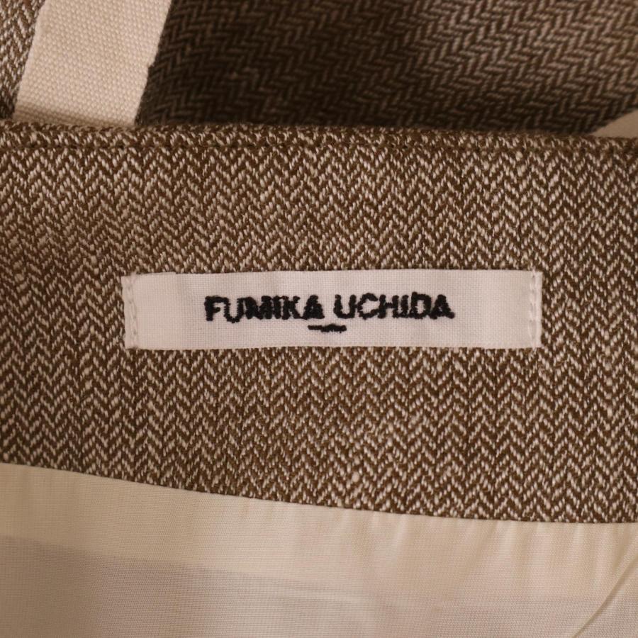 FUMIKA UCHIDA フミカウチダ ベージュ ヘリンボーンリネン エプロン  