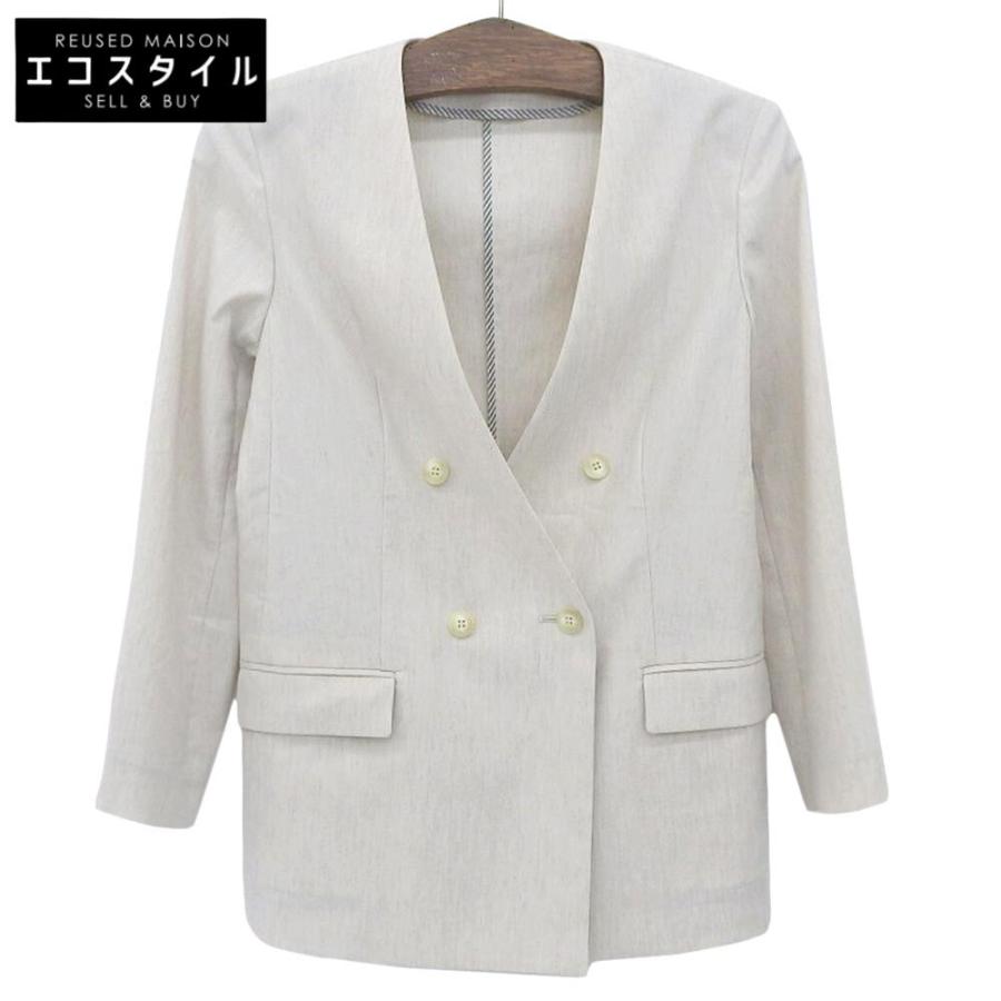 美品 allureville アルアバイル リネンストレッチノーカラーダブル