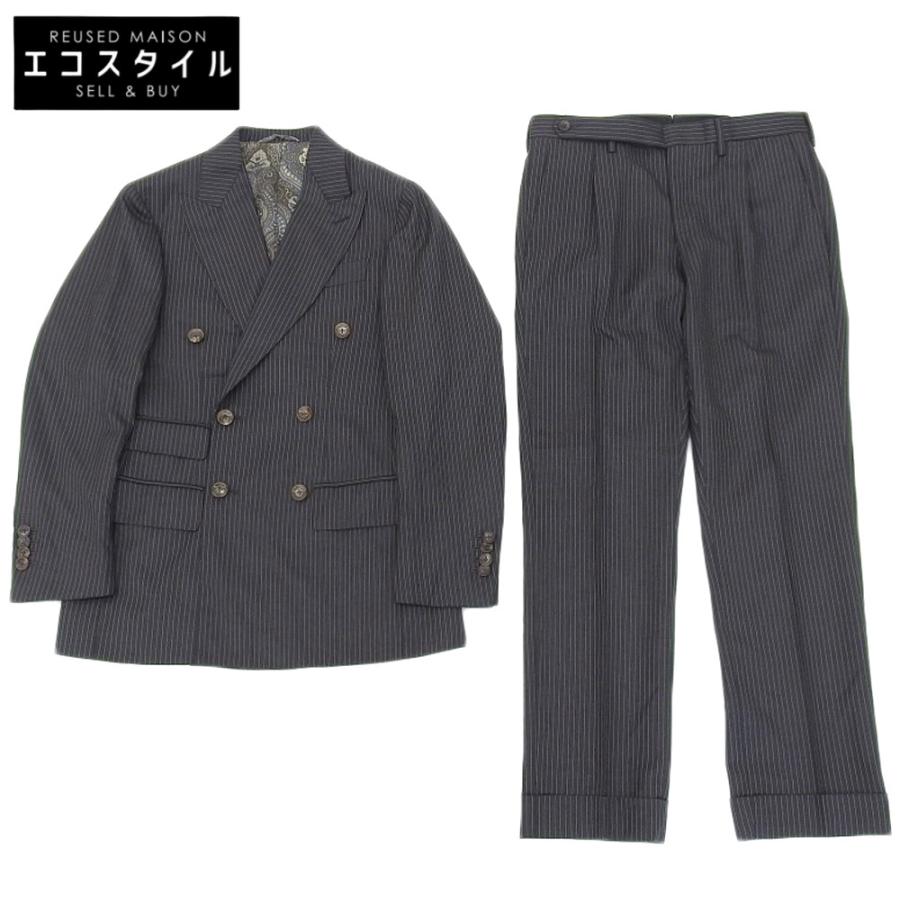 美品 paideia パイデア ウール ストライプ 裏地ペイズリー柄 スーツ