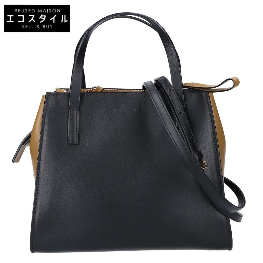 MARNI（マルニ） 美品 レザー スクエア 2WAY ハンドバッグ ブラック 