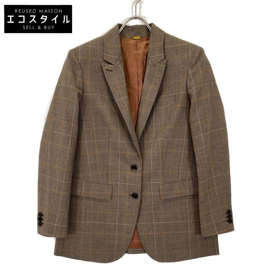 極美品 ミューズドゥーズィエムクラス テーラードジャケット チェック ブラウン Deuxieme Classe（ドゥーズィエムクラス） ジャケット テーラード