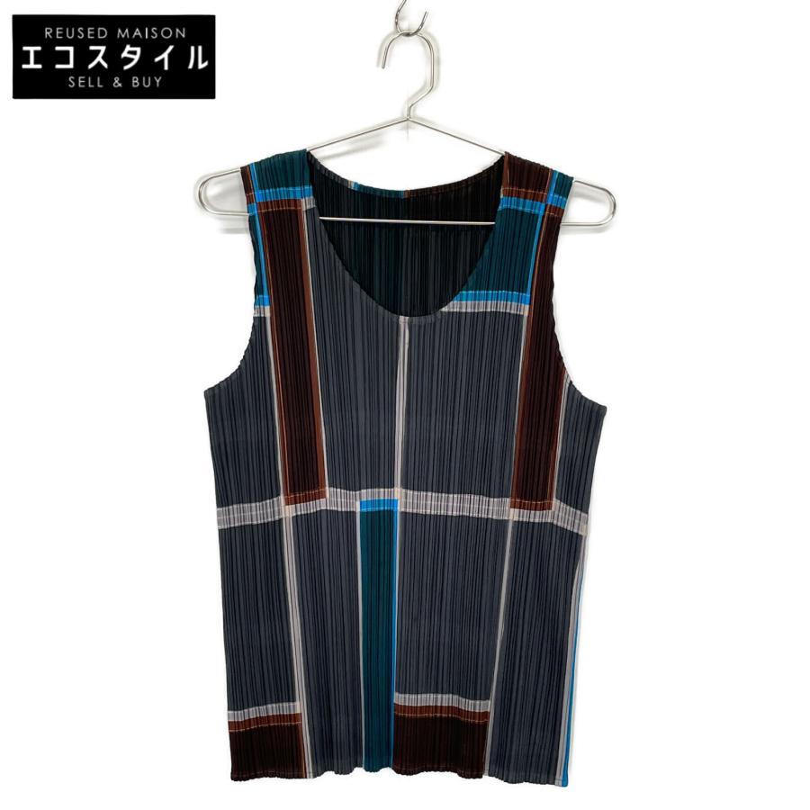 PLEATS PLEASE プリーツプリーズ マルチカラー 幾何学柄 ノースリーブ  