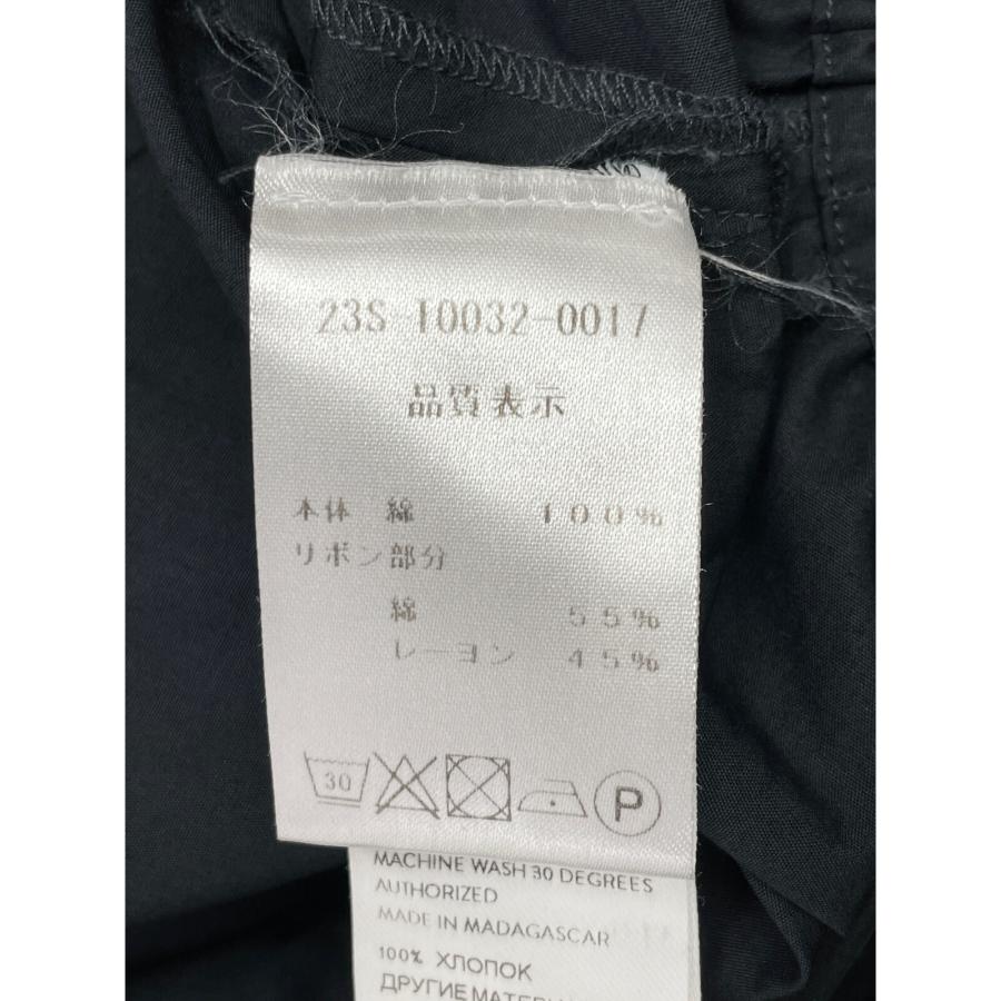 PATOU パトゥ 23SS ブラック コットン ドローストリングパフスリーブ 