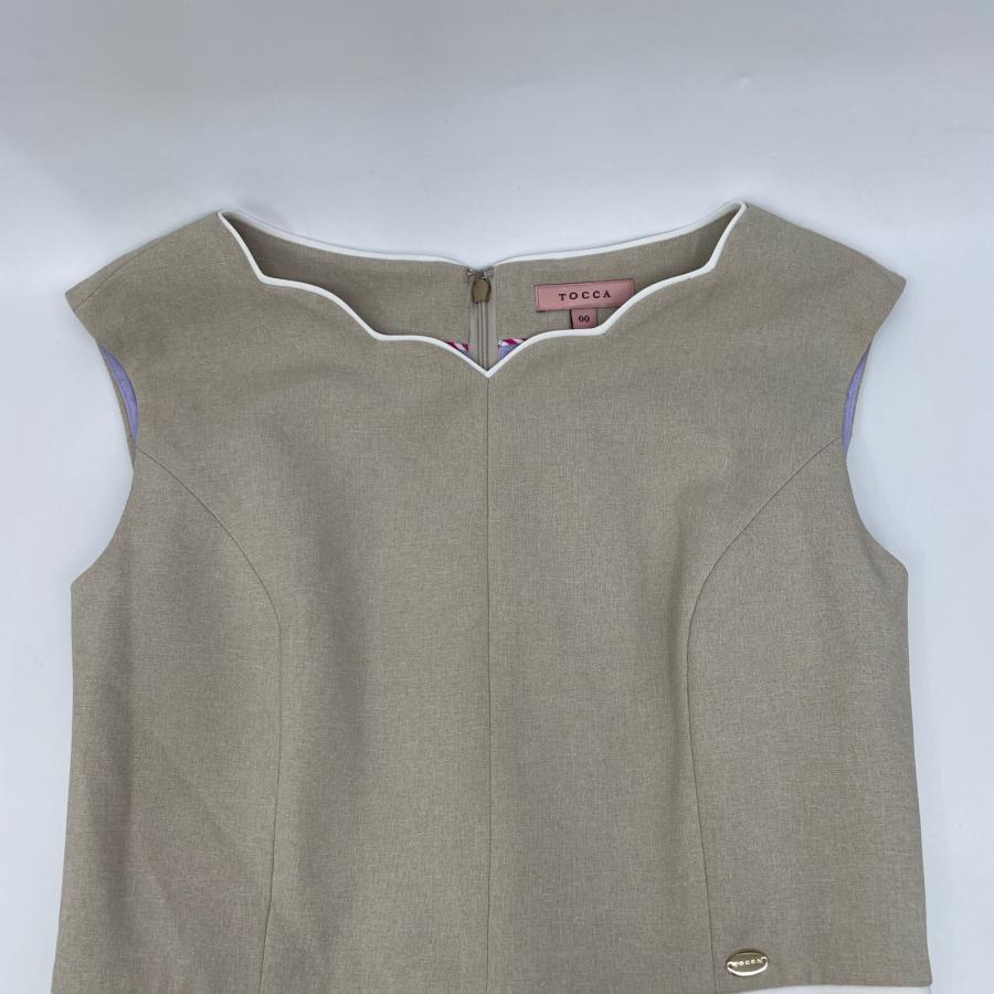 TOCCA トッカ 24SS ベージュ ポリエステル ノースリーブワンピース OO