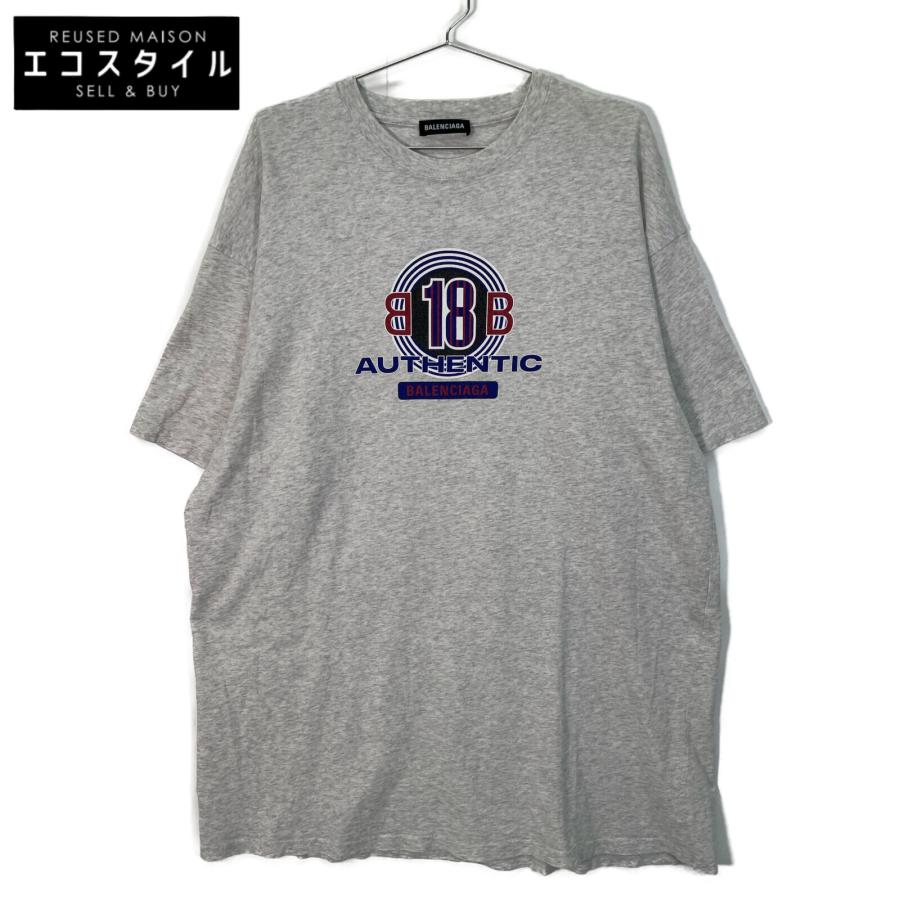 バレンシアガ　Tシャツ グレー　ロゴプリント BALENCIAGA ロゴプリント Tシャツ グレー