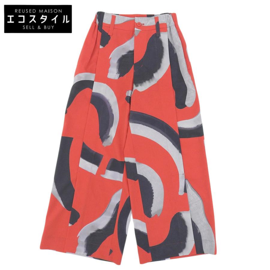 美品 ISSEY MIYAKE イッセイミヤケ ポリエステル 総柄 スリットワイド 