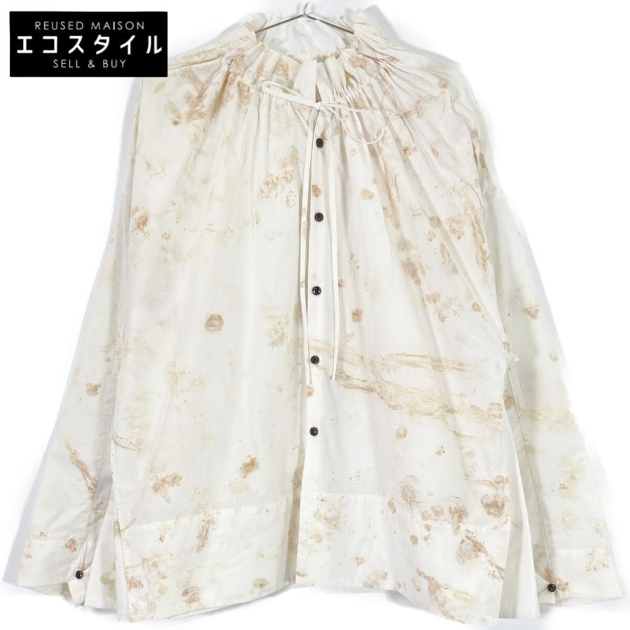 2024SS キタン quitan Ao Dai SHIRT (FLOWER) プリント コットンシルク フリルカラーシャツ  F エクリュ┃ブラウス【2400014598155】 新品同様/24年製 quitan キタン 557-4150029 Ao Dai SHIRT (FLOWER