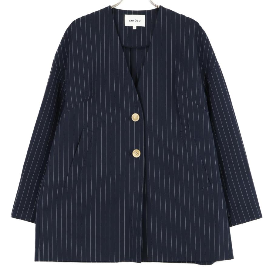 美品/21年製 ENFOLD エンフォルド 300EA130-0190 コットンリネン ピン 