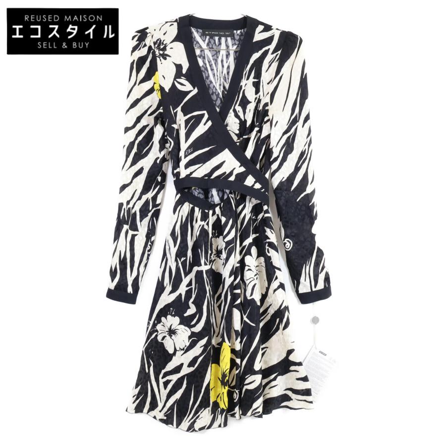 エトロ花柄フラワーシルクノースリーブワンピース40