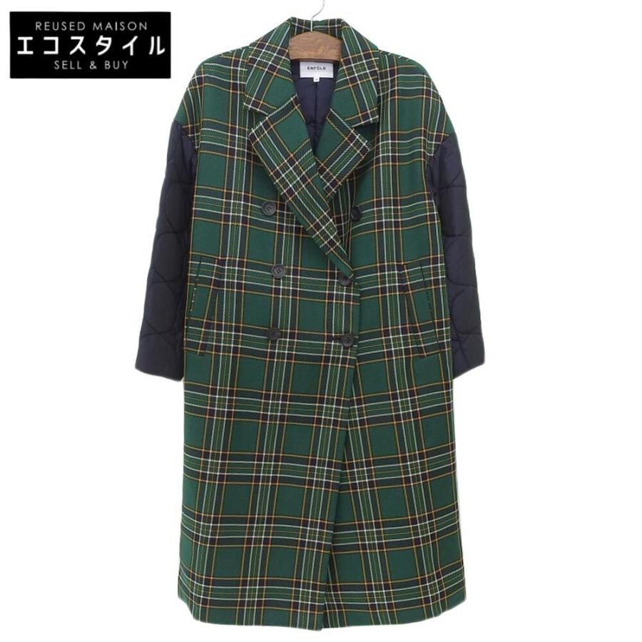 美品 ENFOLD エンフォルド エステルクロス チェック ダブルブレスト  