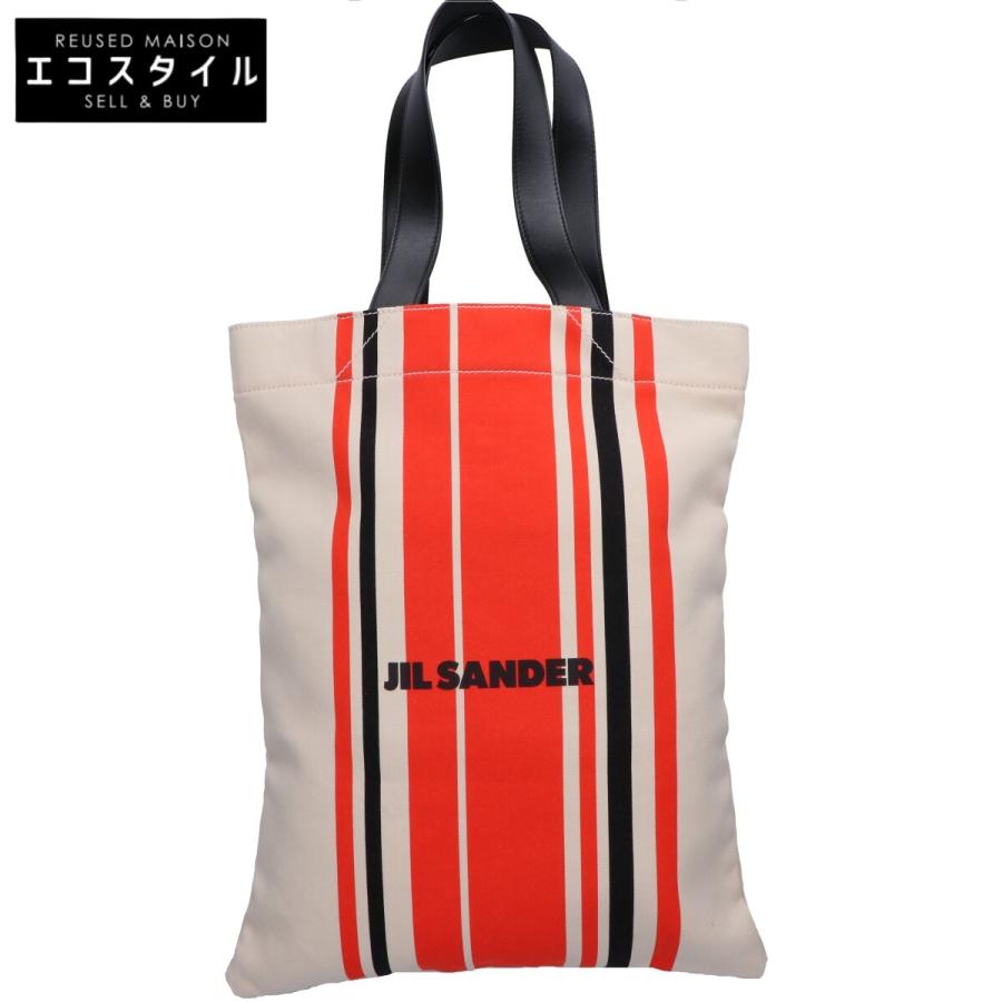 JIL SANDER ジルサンダー ストライプ レザーハンドル キャンバス 