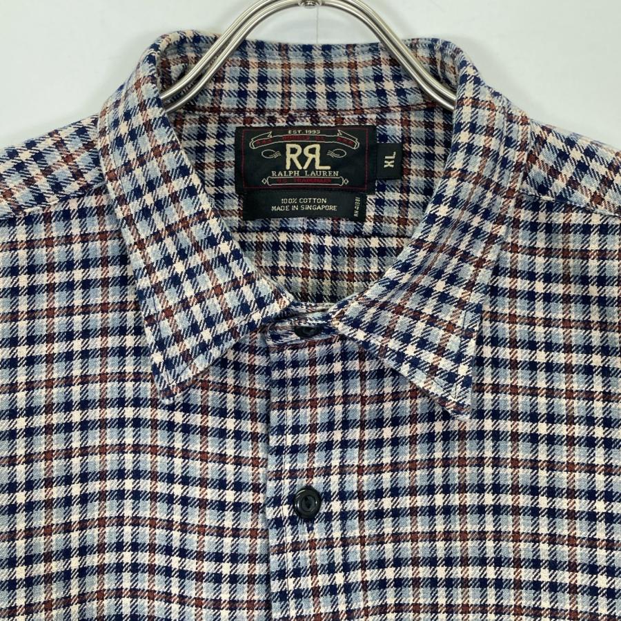 RRL ダブルアールエル 90s 三ツ星タグ ブラウン系 チェックシャツ  