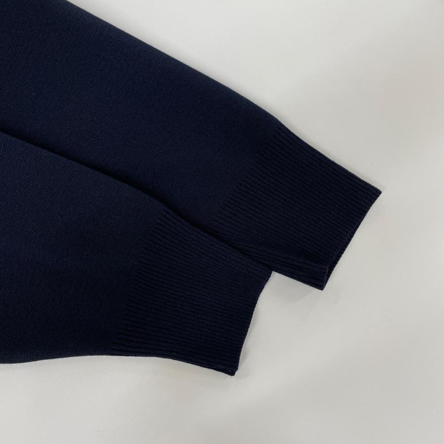 yori ヨリ 24SS ネイビー コットン刺繍カラー パフスリーブニットプル 