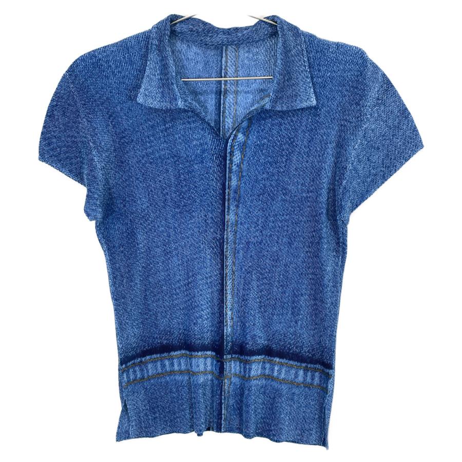 PLEATS PLEASE プリーツプリーズ ブルー デニム転写 スキッパー  