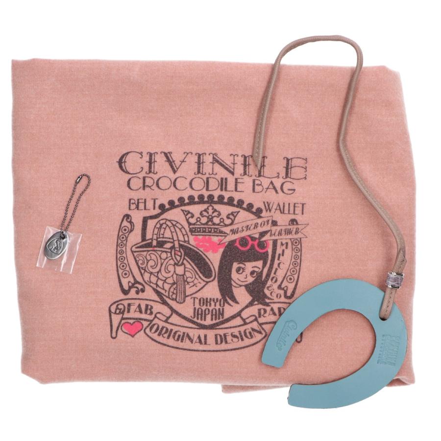 美品 CIVINILE チビナイル ロゼッタ クロコダイル ハンドバッグ ライト