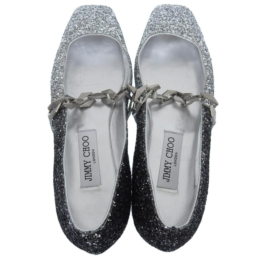 美品】Jimmy chooジミーチュウ グリッター フラットパンプス