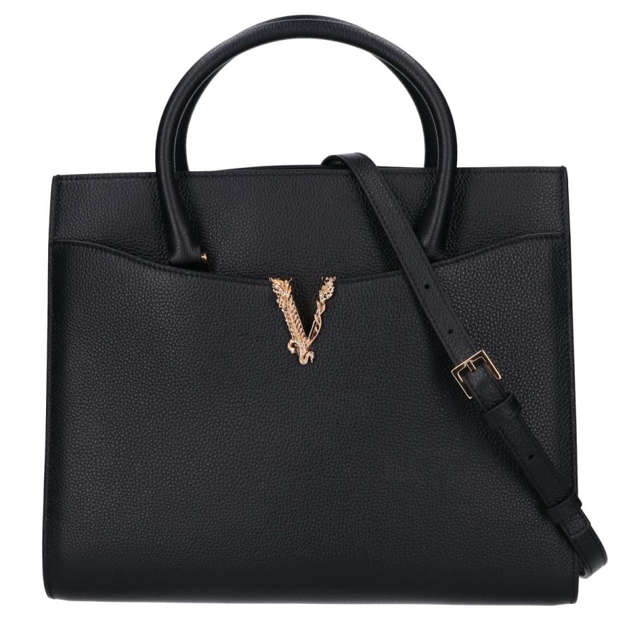 超美品】ヴェルサーチ ヴィルトゥス レザー 2WAY トートバッグ ブラック