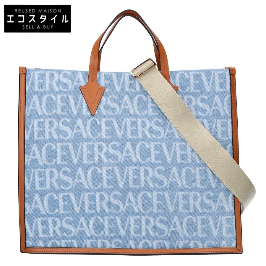 未使用級！ヴェルサーチェ オールオーバー トートバッグ 2wayショルダーバッグ 新品同様/ Versace ヴェルサーチ オールオーバー 2WAYショルダー